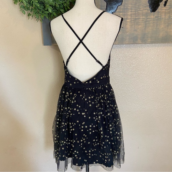 NWOT Lulus Favorite Moment Gold and Black Star Print Skater Dress - Picture 6 of 15